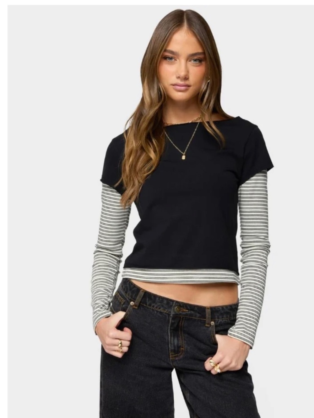 Edited long sleeve strip shirt